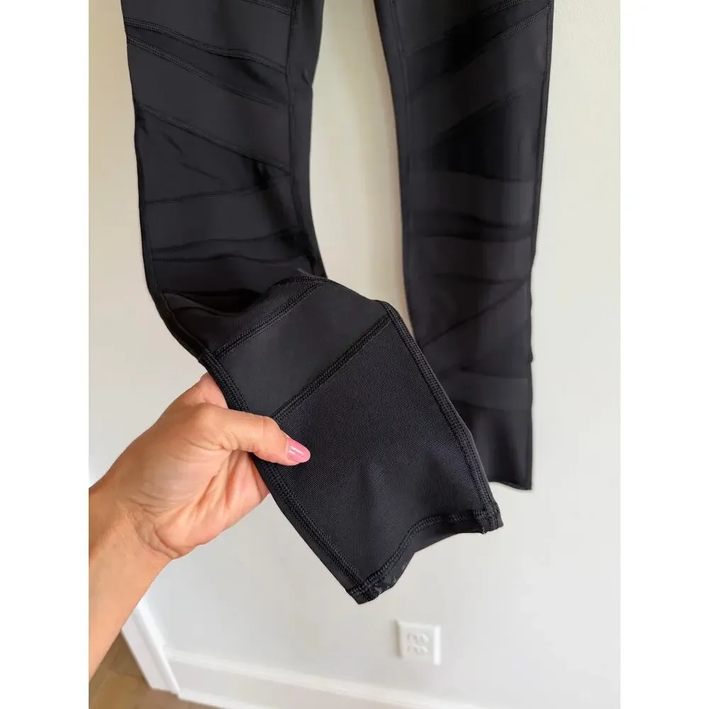 Lululemon Wunder Under High Rise Tech Mesh Yoga Activewear Leggings Black 6 NWT